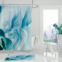 shower curtain summer sunshine abstract flowers geometric scenic bathroom decoration waterproof curtain set