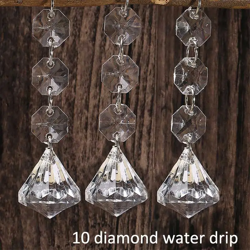 10 diamondwaterdrip 10 шт. гирлянда Висячие вечерние декоративная люстра аксессуары акрил форма капли Свадебные украшения центральные хрустальные бусины - Цвет: 10 diamondwaterdrip