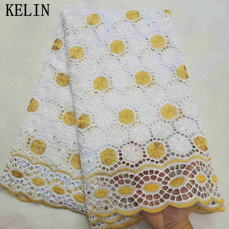 

African Dry Cotton Lace Fabrics High Quality Embroidery Swiss Voile Lace In Switzerland Nigerian Wedding Dress HLQ05