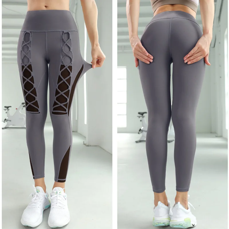 

Бесшовные женские Леггинсы для йоги, сексуальные спортивные штаны с эластичной резинкой на талии, сетчатые штаны для фитнеса, спортивная од...