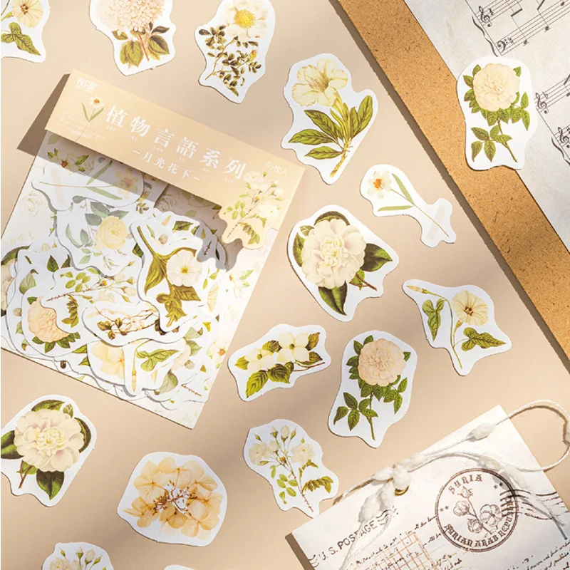 

Наклейки декоративные с цветами, грибами и растениями, 45 шт.