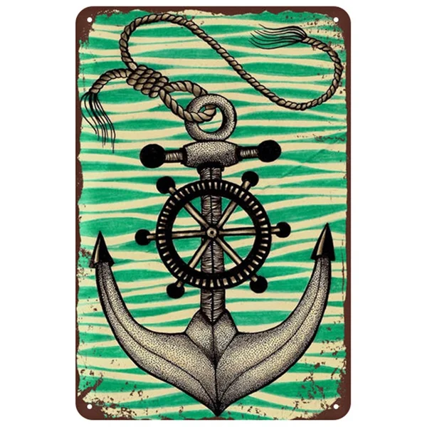 

Steering Wheel & Anchor Metal Tin Sign 8x12 Inch Retro Home Kitchen Bedroom Living Room Bar Pub Wall Decor
