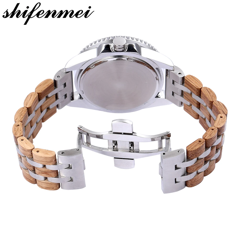 

Mens Quartz Watches Top Brand Luxury Multi-function 12/24H Calendar Week Handmade Wood Alloy Personalized watch for Father's Day