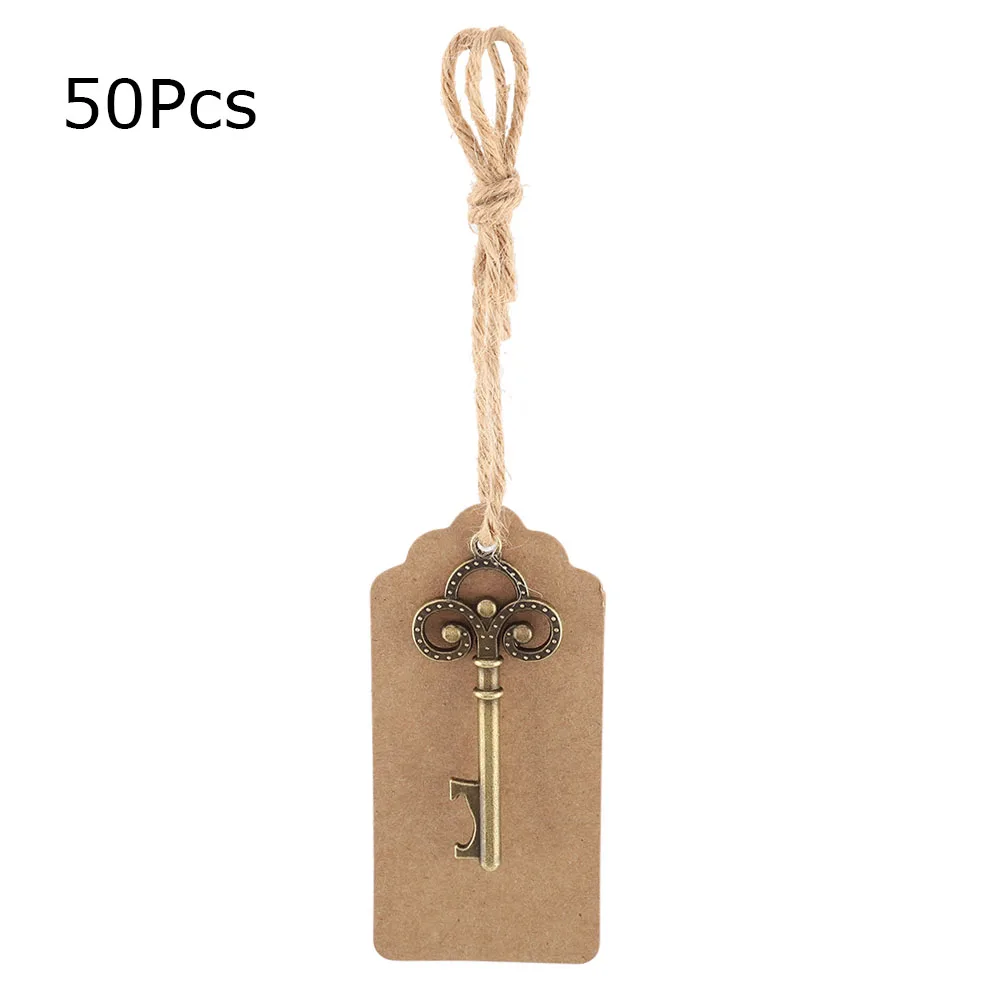 

20/50pcs Bottle Opener Key-Shaped Bottle Opener With Tag Card Twine For Wedding Guests Gift Party Bottle Openers Dropshipping
