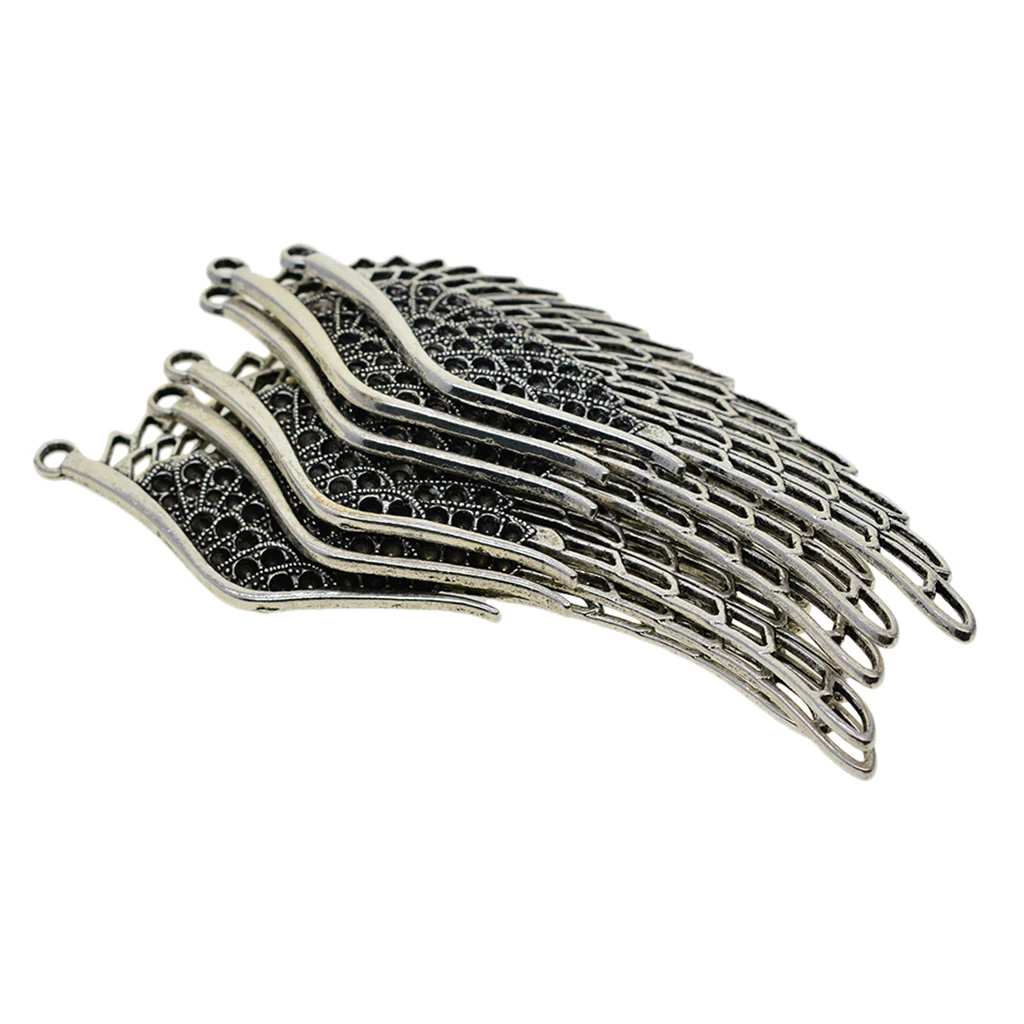 6 шт большое крыло Подвески птица Ангел подвеска Античные серебряного цвета 108x38mm