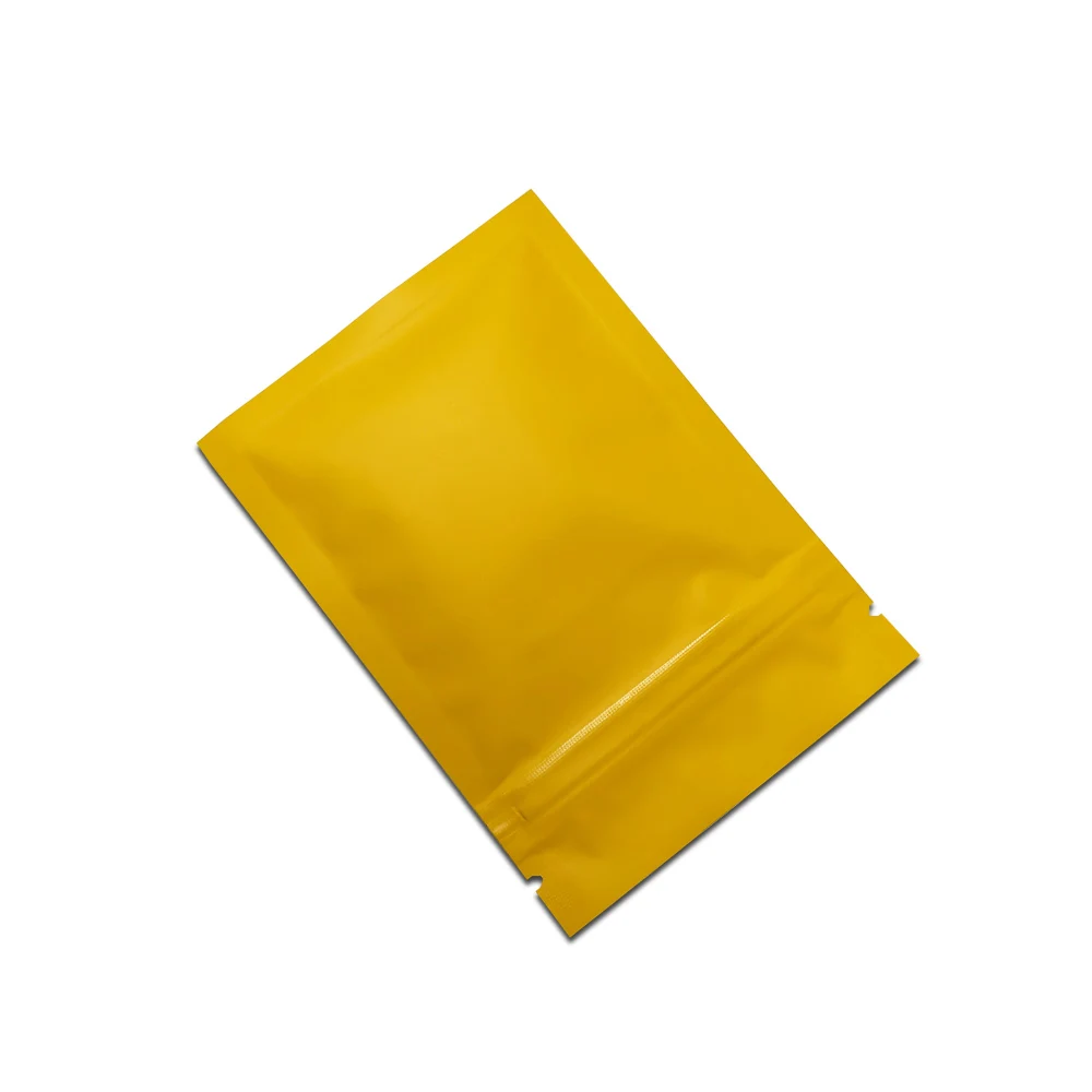 

200pcs/lot Mango Yellow Colored Matte Zip Lock Aluminum Foil Food Package Bags Flat Self Seal Mylar Zipper Pouches Retail