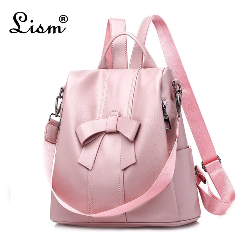 Женский рюкзак из искусственной кожи LISM дизайнерский школьный с бантом для
