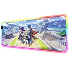 Большой коврик для мыши Genshin ударопрочный компьютерный ноутбук клавиатура RGB с подсветкой USB игровые аксессуары Аниме настольный игровой коврик для мыши