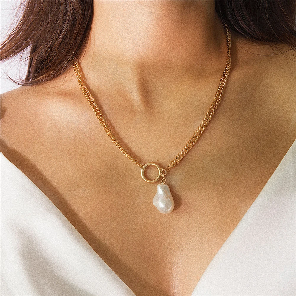 Женское Ожерелье с кулоном из искусственного жемчуга белое ожерелье