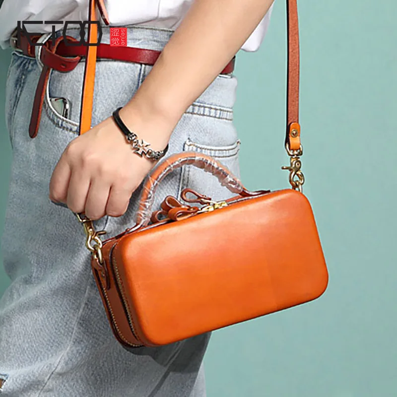 Женская сумка ручной работы AETOO на одно плечо квадратная бокс ретро трендовая