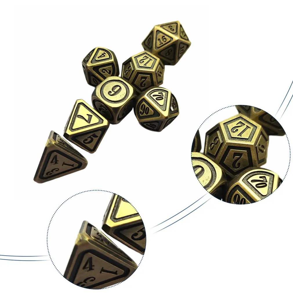 

Antique Metal Alloy Dice Board Game Dice Zinc Alloy Multi-sided Dice Portable Practical Multifuntion Dice