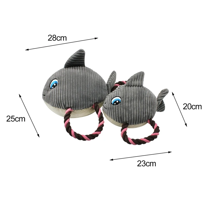 

2019 Durable soft and eco-friendly Chew Toy Dog Puppy Plush Toys Pet Puppy Chew Plush Sound built-in squeaker Pet Toy Grey Fish