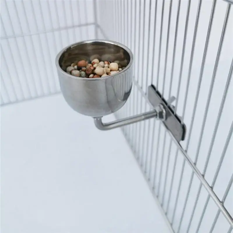 

Dorakitten 1pc Bird Parrot Bowl Stainless Steel Hanging Pet Cage Bowl Pet Food Feeder Pet Feeding Supplies For Bird Parrots