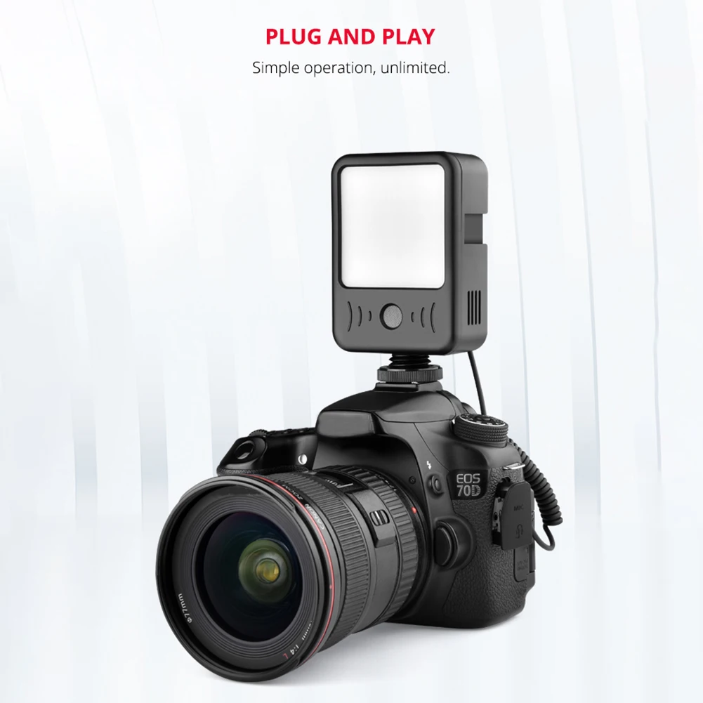 

Interview Mini LED Video Mic Light Interview Live Recording Light Microphone Fill-In Lights with Built-in Battery