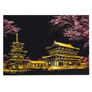 Cherry blossoms Scratch Night View Poster Sticker Deluxe Erase Black Scratch World Map Scratch Off Foil Layer Coating Painting