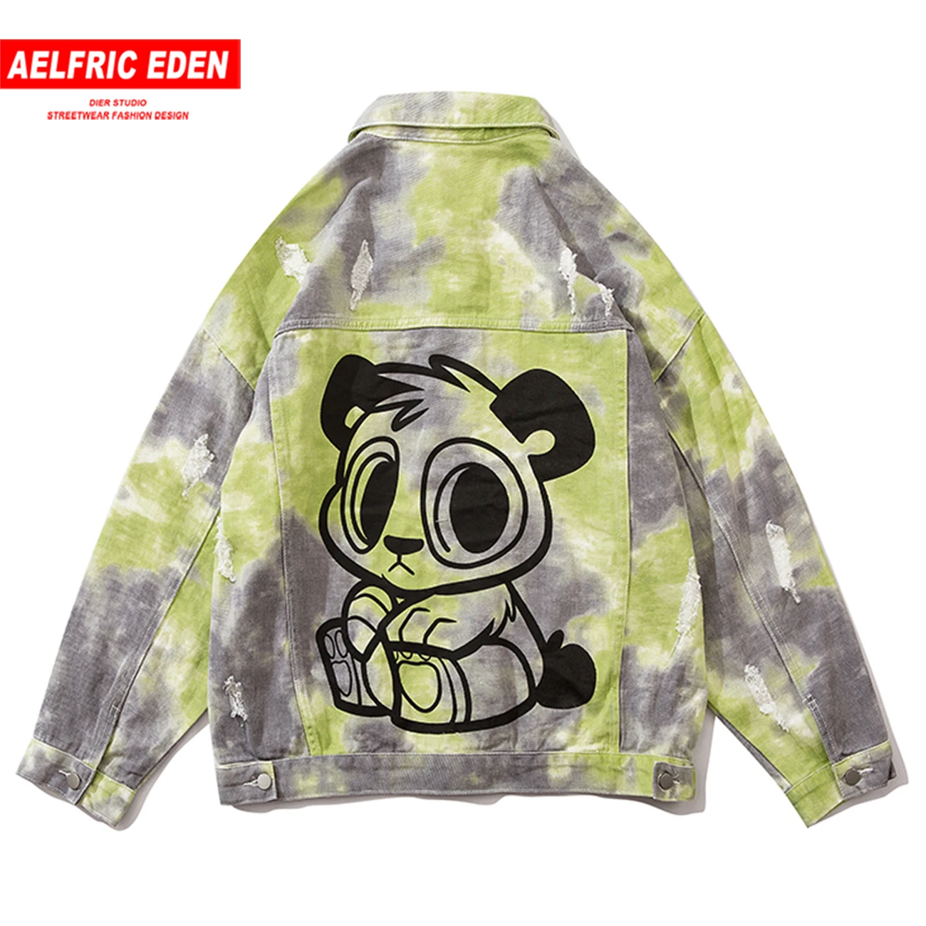 Куртка мужская джинсовая в стиле хип хоп винтажная уличная одежда с принтом