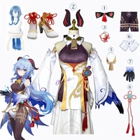 genshin impact ganyu cosplay costume anime halloween party fancy dress women sexy outfit wig shoes horns props game suit