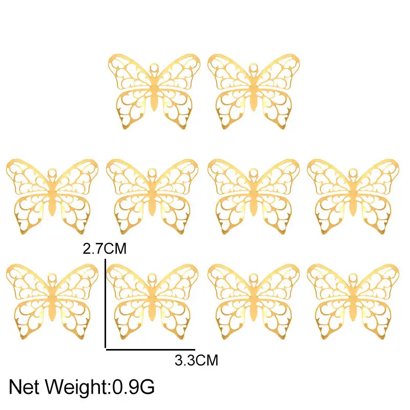

10Pcs/lot 27x33mm Hollow 2Color Metal Butterfly Charms Connectors Crafts Accessories Gift Decoration DIY Findings Jewelry Making