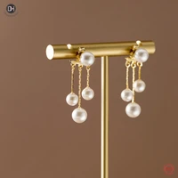 2022 new fashion korean oversized white pearl earrings for women bohemian golden round wedding earrings jewelry gift smt622