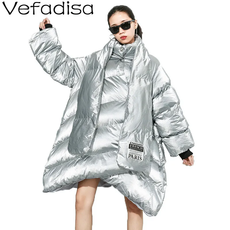 Vefadisa парка с воротником шарфом женская 2019 зимняя толстая теплая карманами