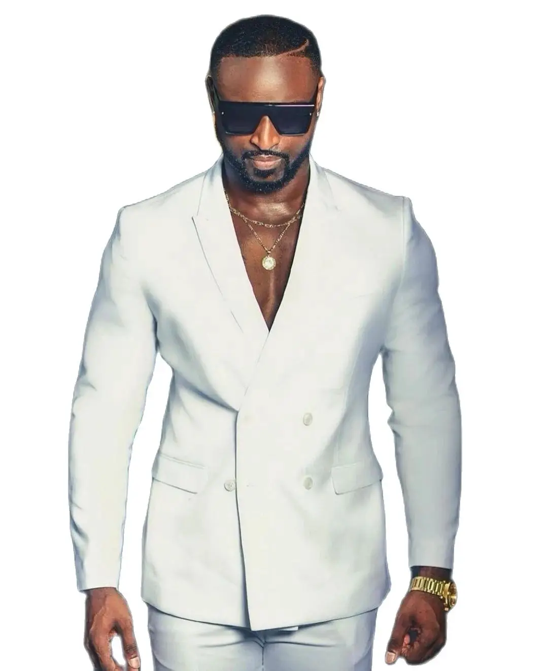 White Double Breasted Peak Lapel Slim Fit Men Suits Tuxedos Vintage Retro Terno Masculino Prom Costume Homme Blazer 2 Pieces Set