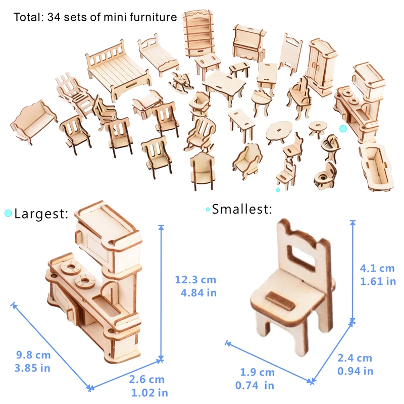 184 шт миниатюрный кукольный домик мебель для кукол мини 3D деревянная головоломка