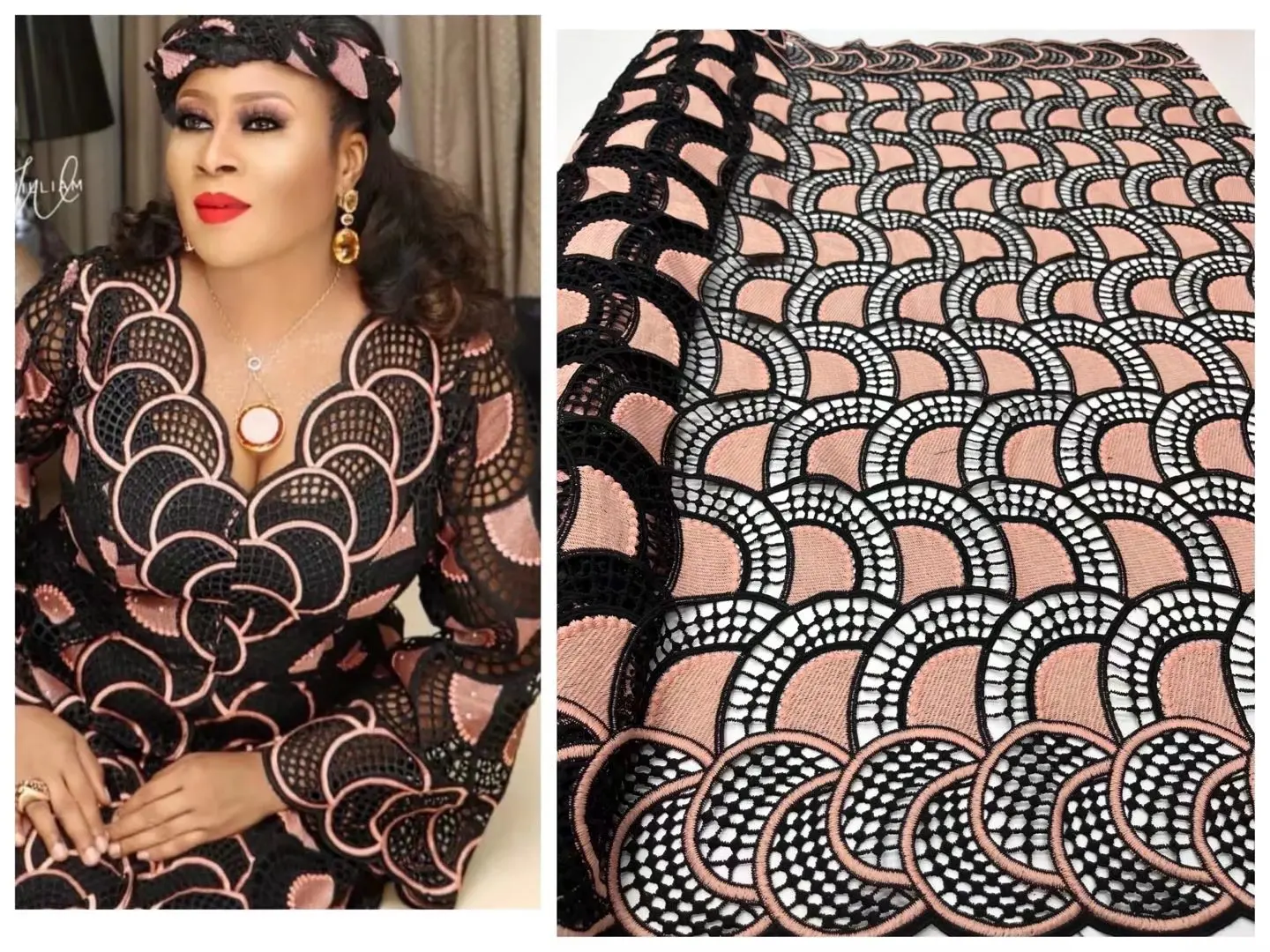 

Beautiful Guipure Lace Italia Nigerian African Costume Cord Lace Cupion Asoebi Fabric 5 Yards