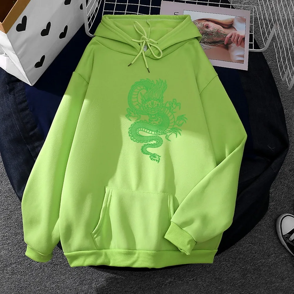 Cool Oversized Women Hoodies 90s Dragon Print Sweatshirt Womens Autumn Spring Streetwear Hooded Pullovers Hip Hop Hoody Hoodies