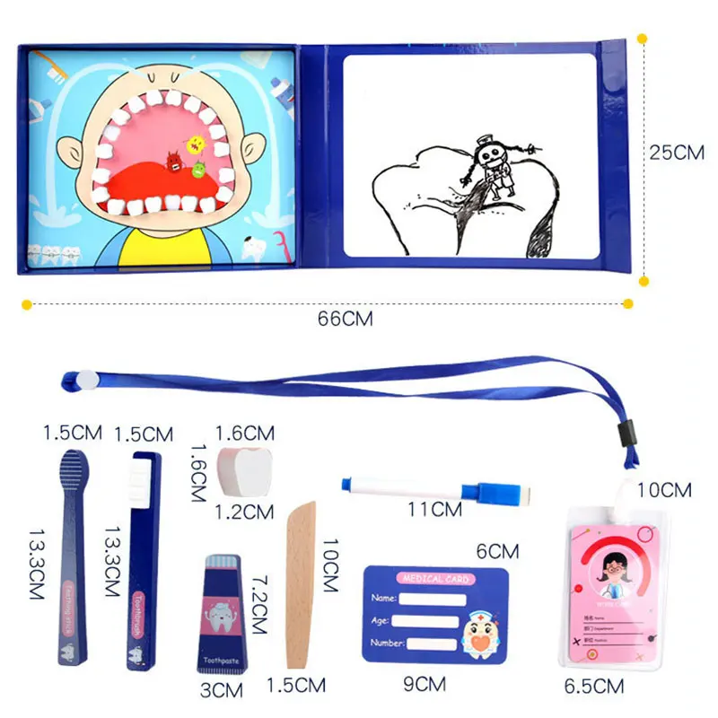 

Kids Pretend Play Toy Dentist Check Teeth Model Set Wood Toys Educational Role Play Simulation Learning Toys kids toy