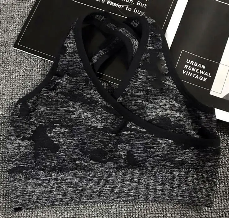 black bra Камуфляжный комплект для йоги, женские бесшовные камуфляжные Топы/штаны, спортивный бюстгальтер для фитнеса, леггинсы для спортзала с высокой талией, камуфляжные костюмы для фитнеса, комплекты для тренировок - Цвет: black bra