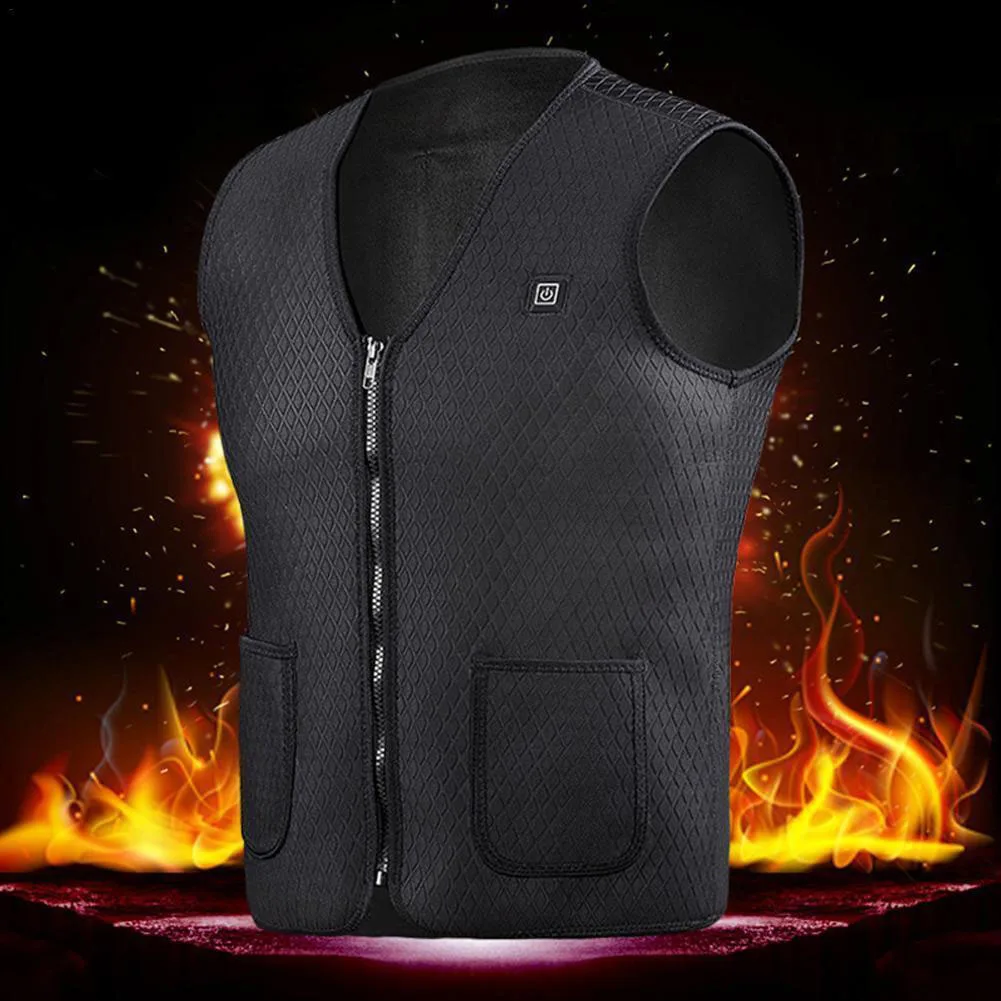 Men Women Winter Heated Jacket Outdoor USB Electric Thermal Waistcoat Adjustable Temperature Coat Vest Plus Size Clothing Hiking | Спорт и