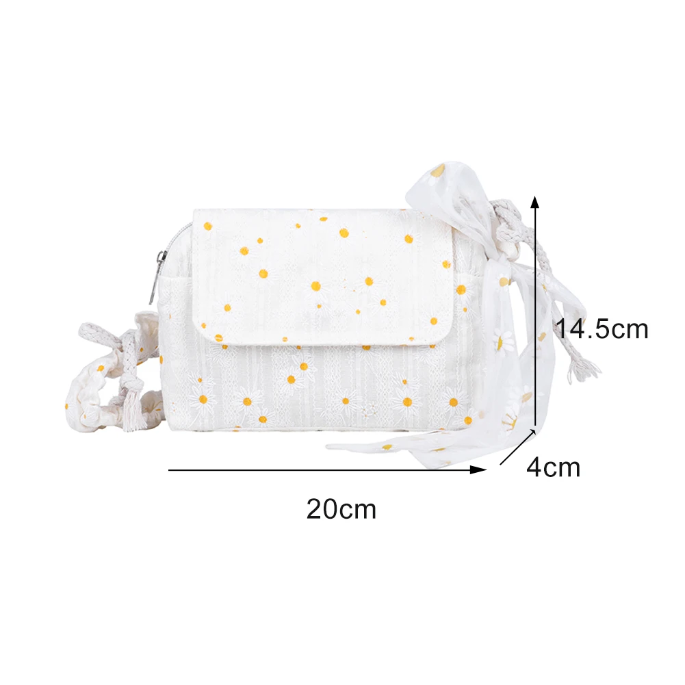 

Women Canvas Daisy Shoulder Bag Embroidery Pleated Belt Classic Crossbody Flap Handbags DelicateChic Small Messenger Pouch 2020