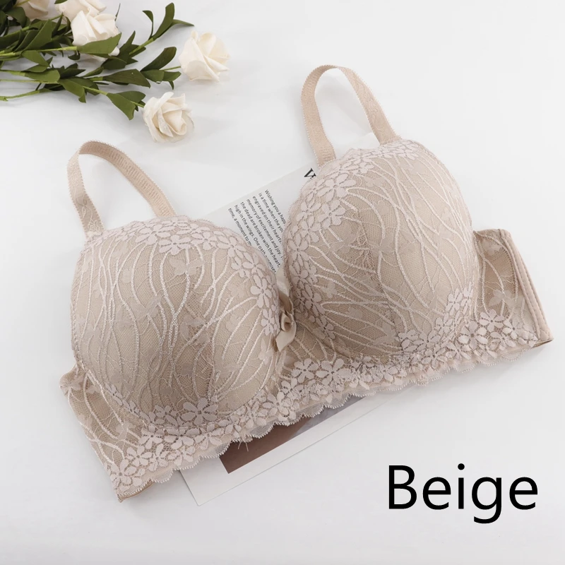 Beige Plusgalpret размера плюс полная чашка Цветочные кружевные бюстгальтеры для женщин бюстгальтер на косточках сексуальное нижнее белье бюстгальтер Топ большая чашка 40D 42D 44D 46D 48D 50D - Цвет: Beige