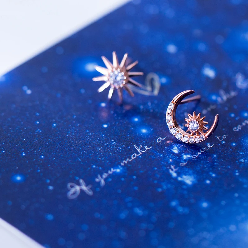 Женские серьги-гвоздики в виде Луны и солнца Colusiwei из 100% серебра 925 пробы |