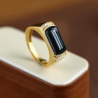 natural dark jade vintage s925 sterling silver ring for men and women same style ancient gold craft inlaid vintage silver jewelr