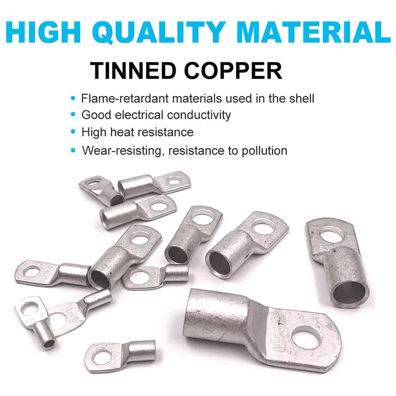 Wire Terminals Connector Cable Lugs Battery SC Glimpse of Mouth Bolt Hole Tinned Copper Set(60Pcs) | Обустройство дома