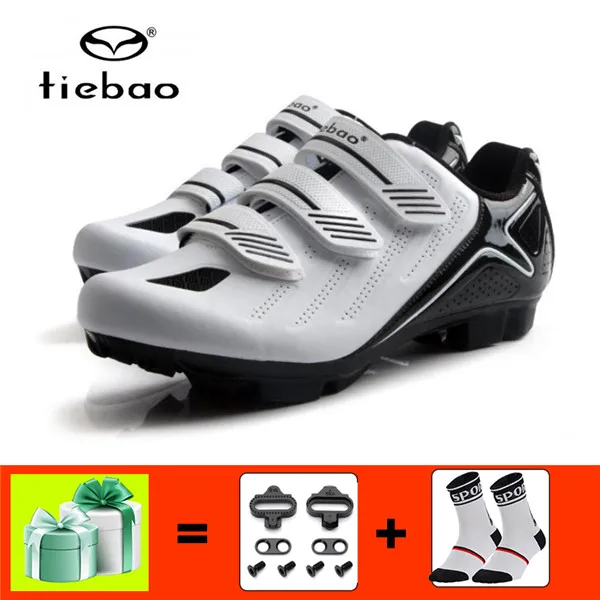 TIEBAO, обувь для велоспорта, мужские кроссовки, женские, sapatilha ciclismo, mtb, горный велосипед, для верховой езды, самоблокирующиеся, Superstar original, обувь - Цвет: 1713 white with gift