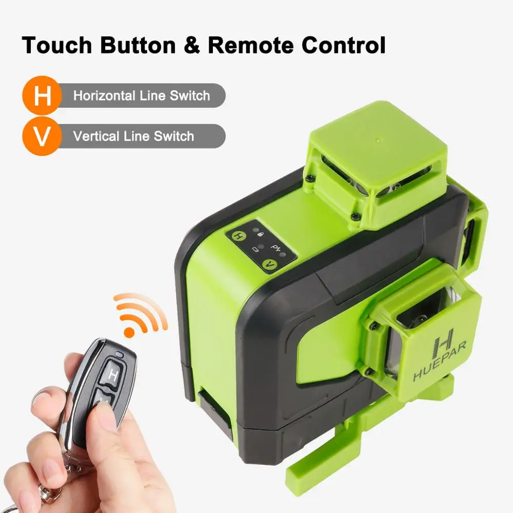 Huepar 16 lines 4D Cross Line Laser Level Green Beam Line With Li-ion battery For Tiles Floor Multifunction & Remote Control