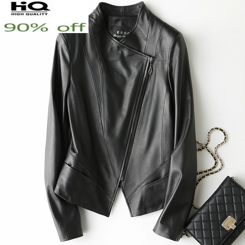 100% Natural Sheepskin Coat Female Genuine Leather Jackets Women Slim Short Spring Autumn Outwear Clothes 2022 LWL1456