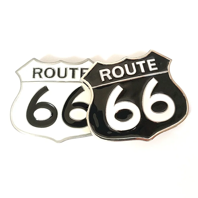 Классическая мужская пряжка для ремня Route 66 белая черная металлическая