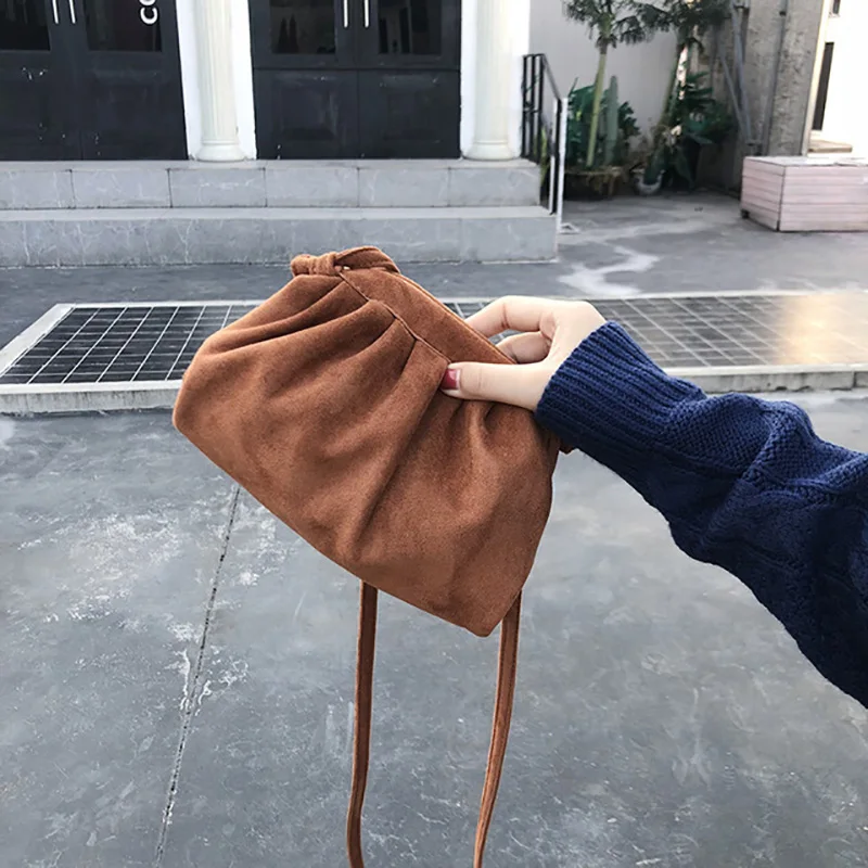 Женская Замшевая сумка-клатч на плечо однотонная дизайнерская сумка-мессенджер