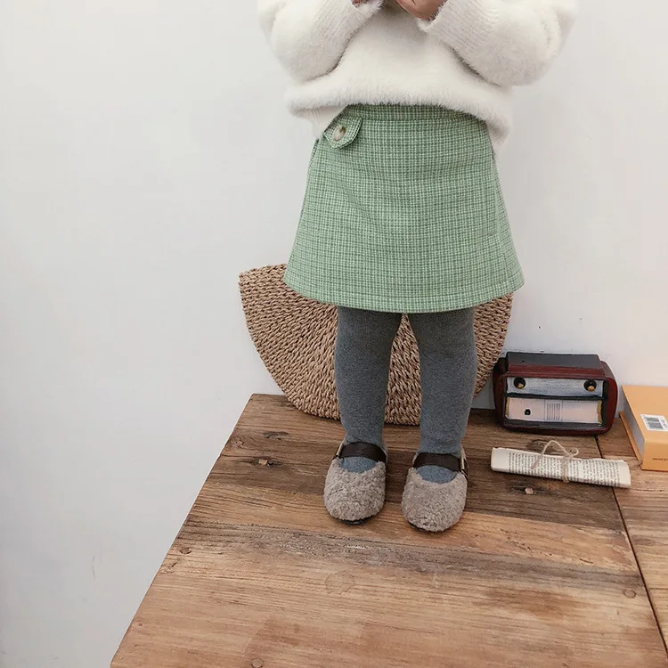 Зимние двухслойные клетчатые юбки для девочек модная теплая юбка маленьких От 1