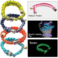 1pcs portable fluorescence metal bracelet smoking pipe tobacco cigar pipes accessories for father husband men women gift