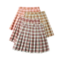 summer womens skirt kawaii preppy style female pleated skirts high waist a line woman mini skirts casual cute lady plaid skirt