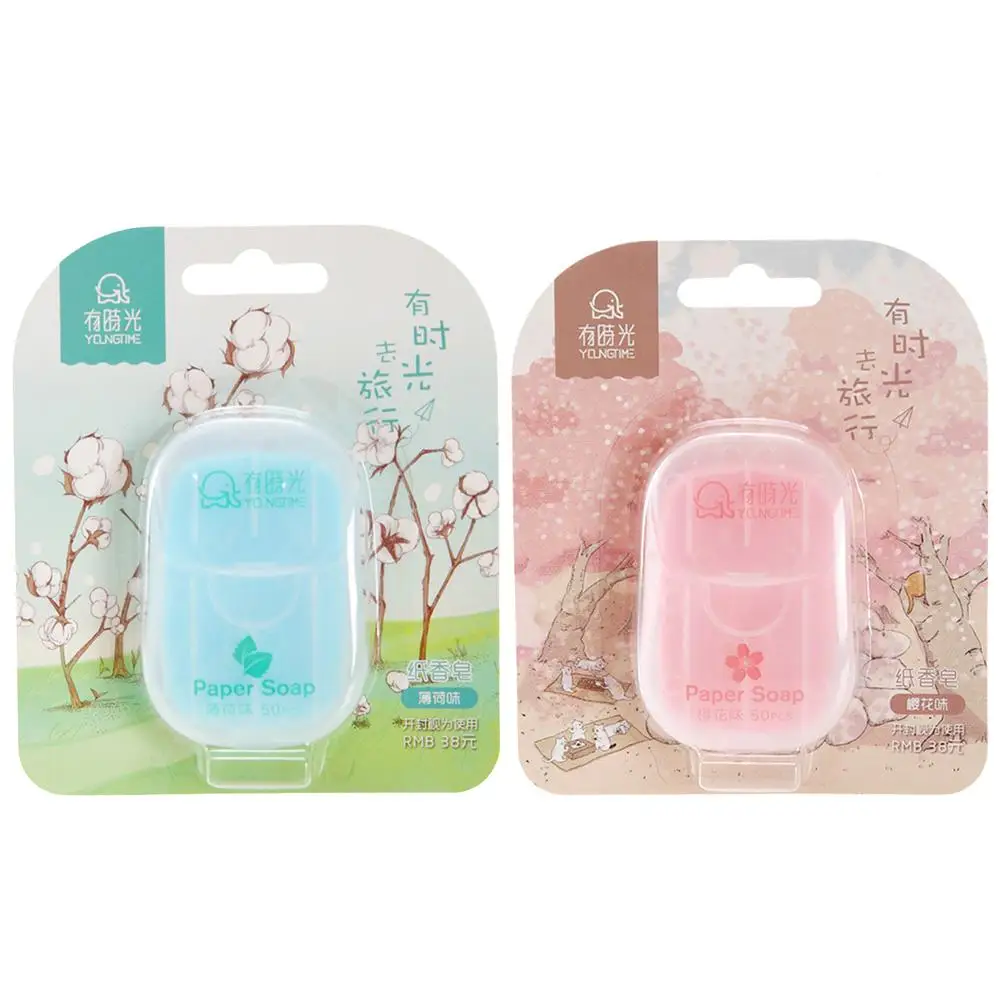 

50PCS Disposable Soap Slice Travel Outdoor Mini Hand Soap Portable Travel Cleaning Supplies With Candy Colors For Deep Clean