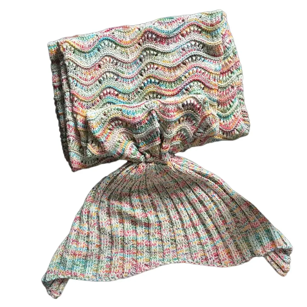 Одеяло вязаное ручной работы с хвостом русалки 10 цветов | Дом и сад