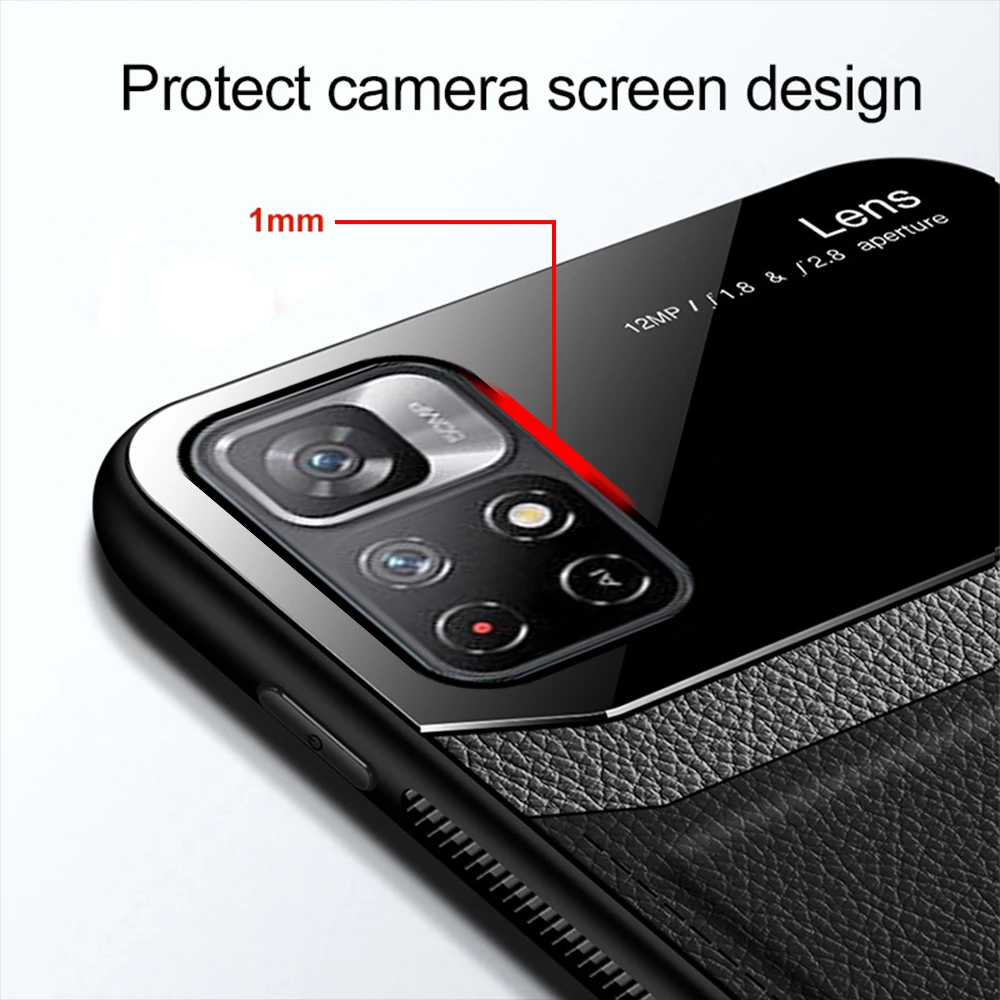 leather mirror glass phone cover for xiaomi poco m4 pro 5g pu shockproof phone back case for poco m 4 4m pro poko m4 pro 6 6inch free global shipping