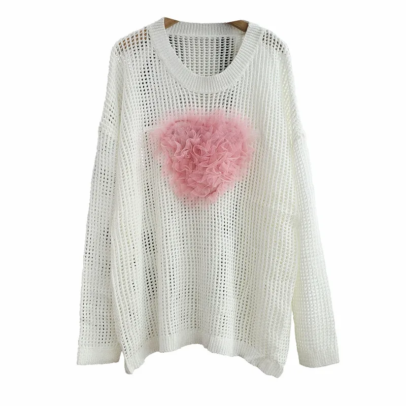 

White Hollow-out Sweater Women's Autumn Clothes 2021 New Korean Style Loose Long Sleeve Knitting Top Lady Sweaters Coat Feminino