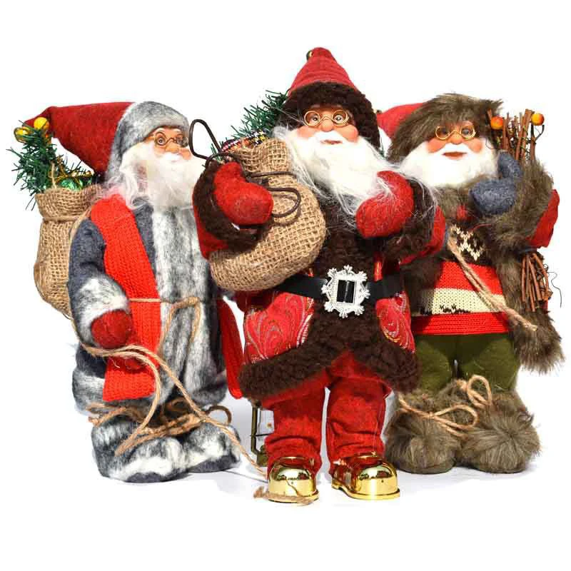 

New Christmas Style 30cm Fabric Golden Santa Claus Doll Ornaments Decorative Scene Layout Ornaments Gift Window Doll Handicraft