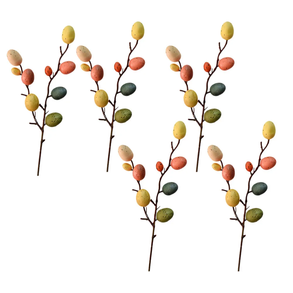 

5 Branches Easter Decorative Eggs Easter Egg Ornament Funny DIY Crafts Eggs